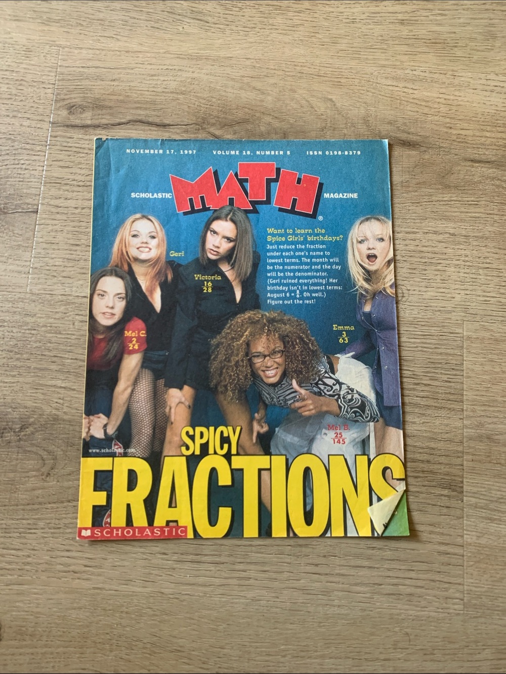 Super Rare 1997 Spice Girls Scholastic Math Magazine Cover — Spicy Fractions